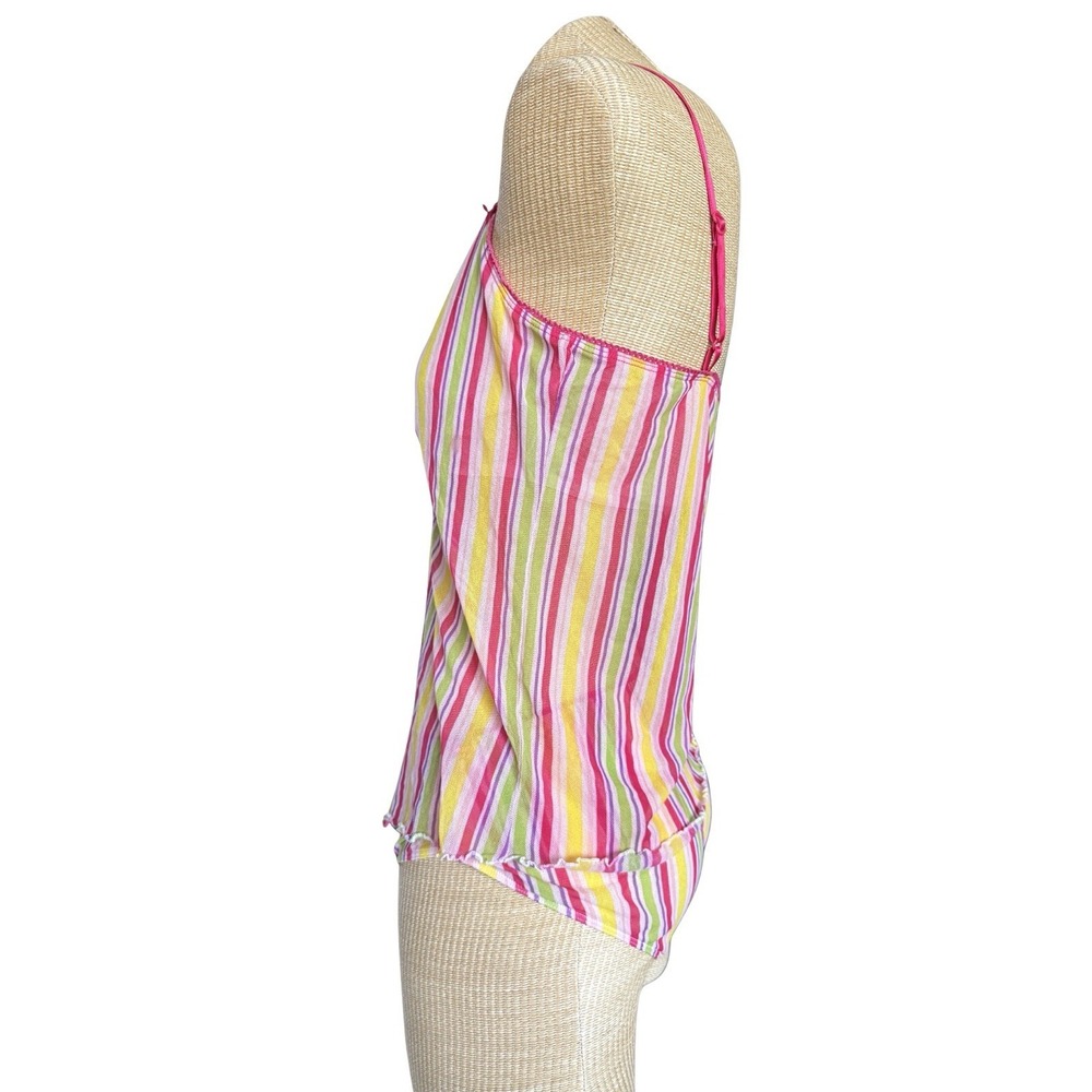 VTG Y2K Xhileration Cami Tank & Boy Short Panty Set- Pink Striped Sheer Fits XL - Picture 4 of 7